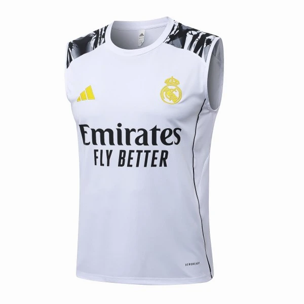 Camiseta Sin Mangas Real Madrid 2025 2026 Blanco Amarillo Negro Real Madrid Camiseta 2025 2026 Blanca - Camiseta Real Madrid | 7camisetas