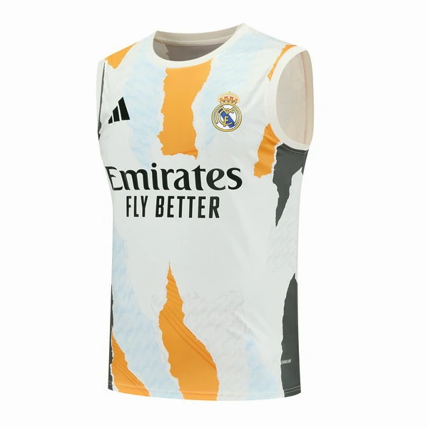 Camiseta Sin Mangas Real Madrid 2025 2026 Blanco Naranja Real Madrid Camiseta 2025 2026 Blanca - Camiseta Real Madrid | 7camisetas