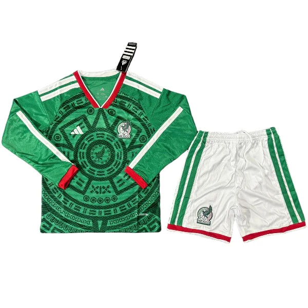 Casa Conjunto De Niños Manga Larga Mexico 2026 Verde México Niños Conjunto 2026 Casa Verde - Playera Mexico 2026 Niños | 7camisetas
