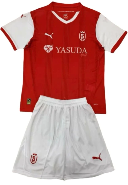 Stade de Reims Niños Conjunto 2024 2025 Casa Rojo - Tuta Stade De Reims Niños | 7camisetas