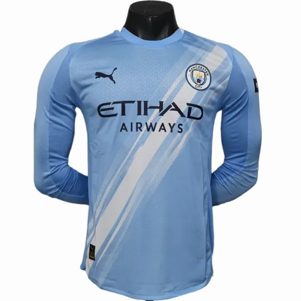 Casa Jugadores Manga Larga Manchester City 2025 2026 Azul Manchester City Camiseta Edición Jugadores 2025 2026 Casa Azul - Camiseta Manchester City | 7camisetas