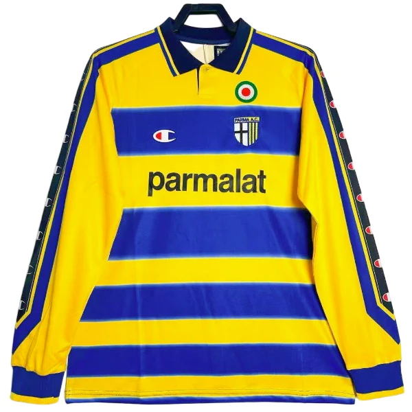 Casa Manga Larga Parma 1999 2000 Azul Amarillo Parma Camiseta 2000 Casa Azul - Camiseta Real Madrid Parmalat | 7camisetas