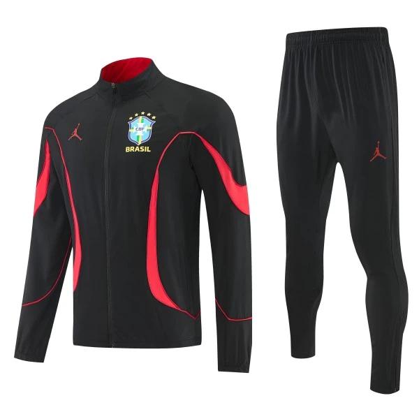 Conjunto Completo Rompevientos Brasil 2026 Negro Rojo Brasil Conjunto 2026 Negro - Brasil Barata | 7camisetas