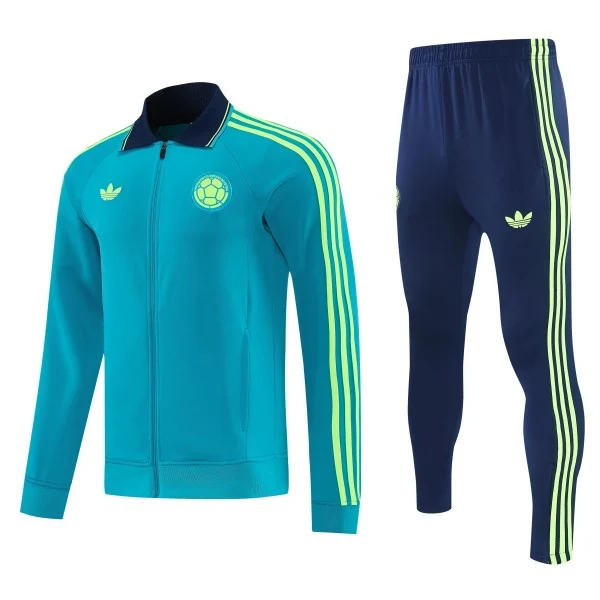 Conjunto Completo Ropa Deportiva Con Cremallera Larga Colombia 2026 Verde Azul Colombia Conjunto 2026 Verde - Colombia Barata | 7camisetas