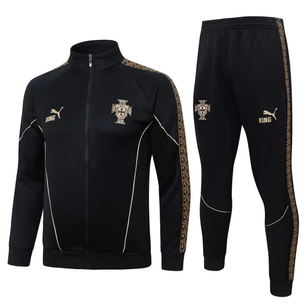 Conjunto Completo Ropa Deportiva Con Cremallera Larga Portugal 2026 Negro Amarillo Portugal Conjunto 2026 Negro - Portugal Barata | 7camisetas