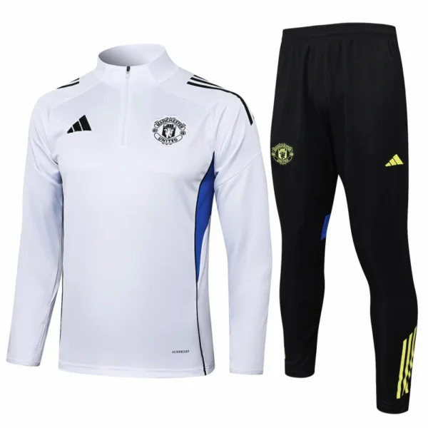 Conjunto Completo Sudadera Entrenamiento Manchester United 2025 2026 Blanco Negro Manchester United Conjunto 2025 2026 Blanco - Manchester United Barata | 7camisetas