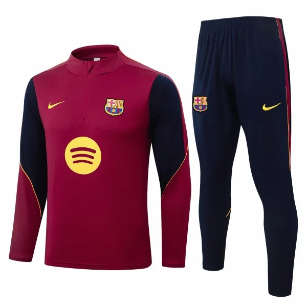 Conjunto Completo Sudadera Entrenamiento Niños Barcelona 2026 2027 Borgona Azul Marino FC Barcelona Niños Conjunto 2026 2027 Azul - Equipacion Fc Barcelona Niños | 7camisetas