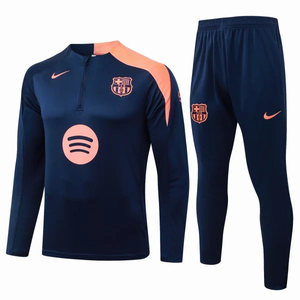 Conjunto Completo Sudadera Entrenamiento Niños Barcelona 2025 2026 Azul Marino Naranja FC Barcelona Niños Conjunto 2025 2026 Azul - Equipacion Fc Barcelona Niños | 7camisetas