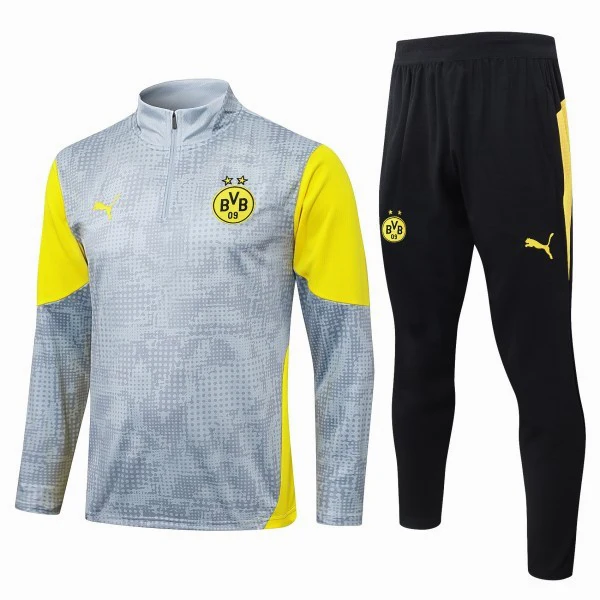 Conjunto Completo Sudadera Entrenamiento Niños Borussia Dortmund 2025 2026 Gris Amarillo Negro Borussia Dortmund Niños Conjunto 2025 2026 Gris - Borussia Dortmund Niños Barata | 7camisetas