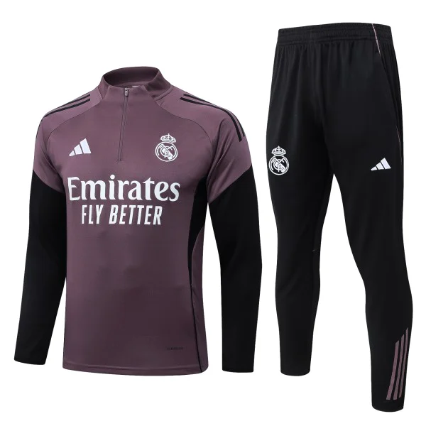 Conjunto Completo Sudadera Entrenamiento Niños Real Madrid 2025 2026 Purpura Negro Real Madrid Niños Conjunto 2025 2026 Púrpura - Real Madrid Niños Barata | 7camisetas