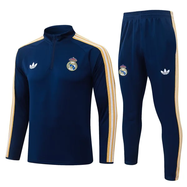 Conjunto Completo Sudadera Entrenamiento Niños Real Madrid 2026 2027 Azul Marino Amarillo Real Madrid Niños Conjunto 2026 2027 Azul - Real Madrid Niños Barata | 7camisetas