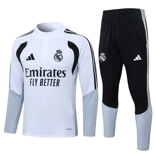 Conjunto Completo Sudadera Entrenamiento Niños Real Madrid 2026 2027 Blanco Amarillo Azul Marino Real Madrid Niños Conjunto 2026 2027 Blanco - Real Madrid Niños Barata | 7camisetas