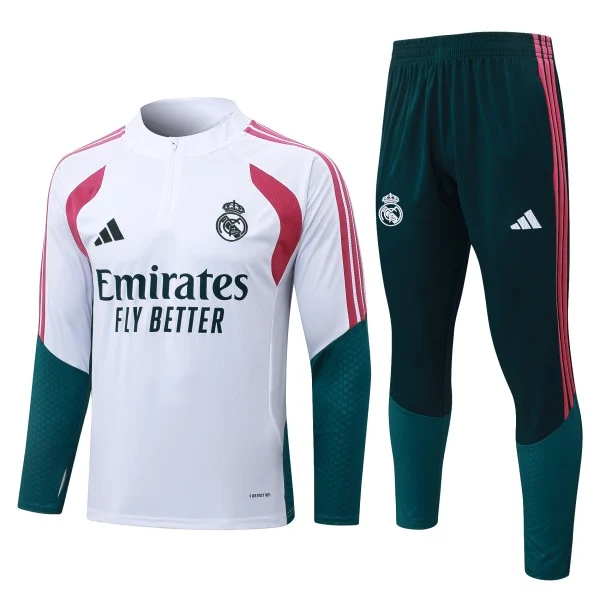 Conjunto Completo Sudadera Entrenamiento Niños Real Madrid 2026 2027 Blanco Rosa Verde Real Madrid Niños Conjunto 2026 2027 Blanco - Real Madrid Niños Barata | 7camisetas