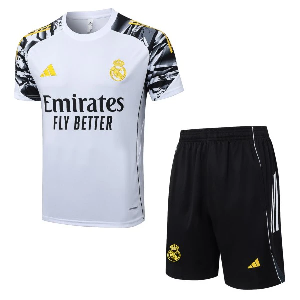 Entrenamiento Conjunto Completo Real Madrid 2025 2026 Blanco Amarillo Negro Real Madrid Conjunto 2025 2026 Blanco - Real Madrid Barata | 7camisetas