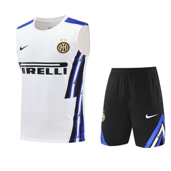 Entrenamiento Sin Mangas Conjunto Completo Inter Milán 2025 2026 Blanco Azul Negro Inter Milán Conjunto 2025 2026 Blanco - Tuta Inter Milán | 7camisetas