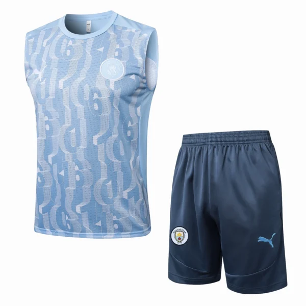 Entrenamiento Sin Mangas Conjunto Completo Manchester City 2024 2025 Azul Claro Gris Manchester City Conjunto 2024 2025 Azul - Manchester City Barata | 7camisetas