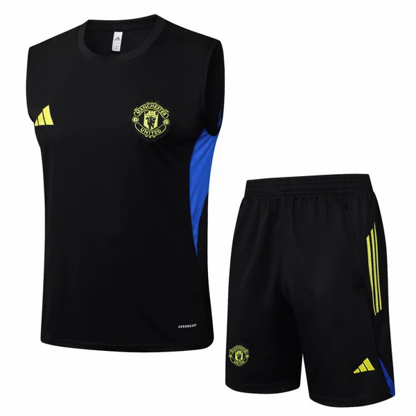 Entrenamiento Sin Mangas Conjunto Completo Manchester United 2025 2026 Negro Amarillo Manchester United Conjunto 2025 2026 Negro - Manchester United Barata | 7camisetas