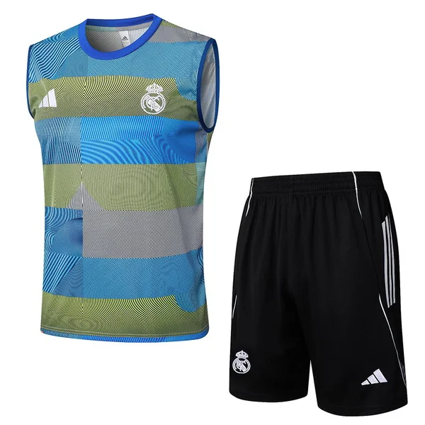 Entrenamiento Sin Mangas Conjunto Completo Real Madrid 2025 2026 Azul Amarillo Negro Real Madrid Conjunto 2025 2026 Azul - Real Madrid Barata | 7camisetas