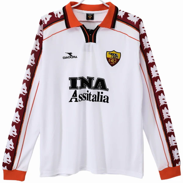 Segunda Camiseta Manga Larga As Roma Retro 1998 1999 Blanco AS Roma Camiseta Segunda Blanca - Camiseta As Roma | 7camisetas