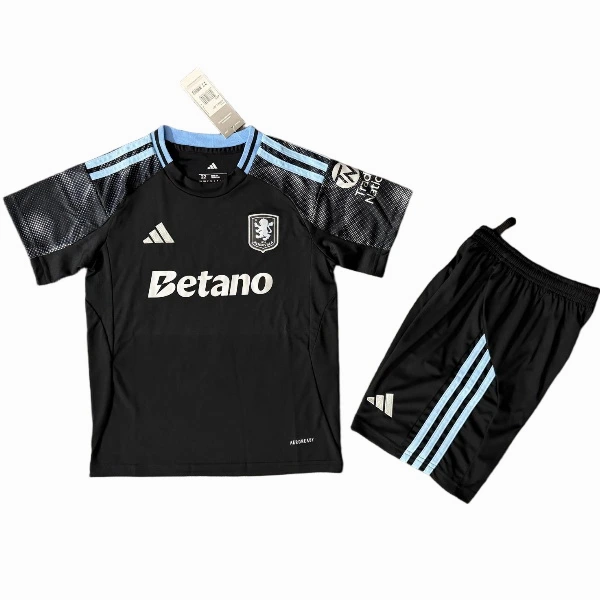 Aston Villa Niños Conjunto 2025 2026 Segunda Negro - Aston Villa Niños Barata | 7camisetas