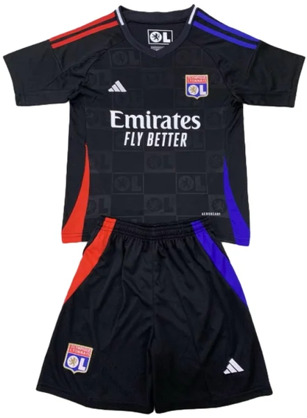 Lyon Niños Conjunto 2024 2025 Segunda Negro - Lyon Niños Barata | 7camisetas