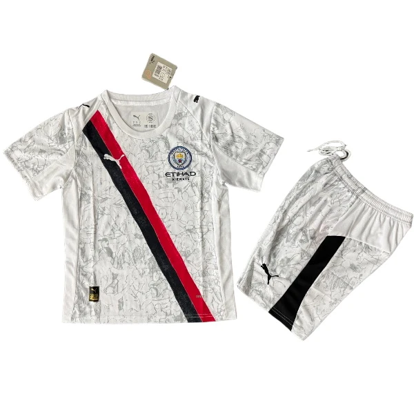 Manchester City Niños Conjunto 2025 2026 Segunda Blanco - Manchester City Niños Barata | 7camisetas
