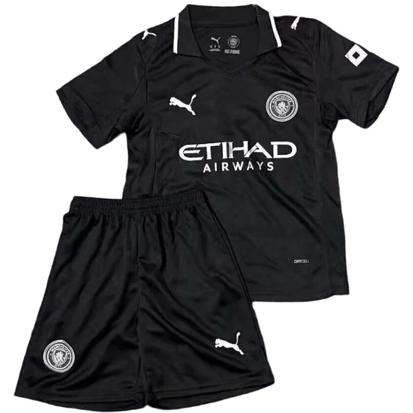 Manchester City Niños Conjunto 2025 2026 Segunda Negro - Manchester City Niños Barata | 7camisetas