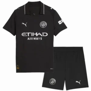 Manchester City Niños Conjunto 2025 2026 Segunda Negro - Manchester City Niños Barata | 7camisetas
