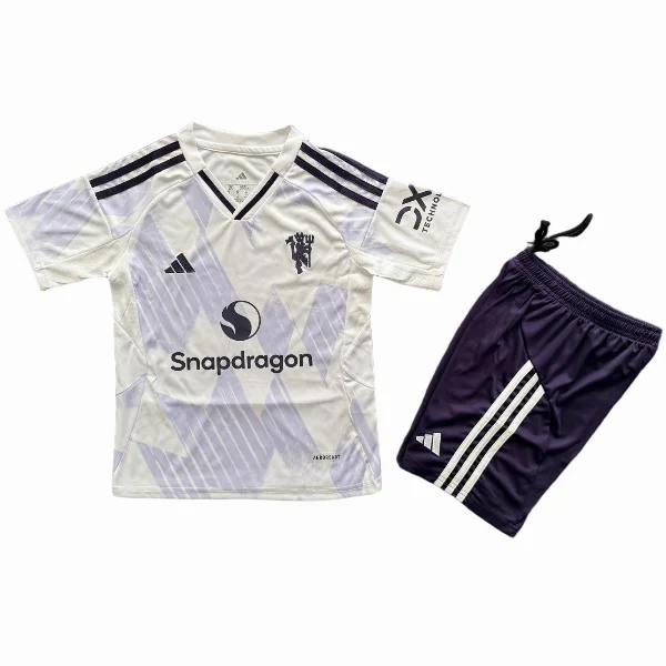 Manchester United Niños Conjunto 2025 2026 Segunda Blanco - Manchester United Niños Barata | 7camisetas