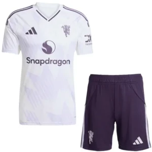 Manchester United Niños Conjunto 2025 2026 Segunda Blanco - Manchester United Niños Barata | 7camisetas