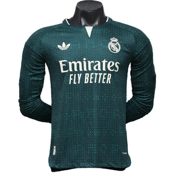 Segunda Jugadores Manga Larga Real Madrid 2026 2027 Verde Real Madrid Camiseta Edición Jugadores 2026 2027 Segunda Verde - Camiseta Real Madrid | 7camisetas