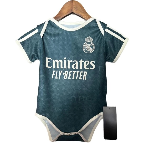 Segunda Onesies Niños Real Madrid 2026 2027 Verde Real Madrid Niños Camiseta 2026 2027 Segunda Verde - Real Madrid Niños Barata | 7camisetas