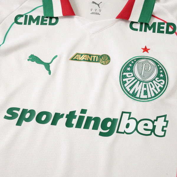 SE Palmeiras Camiseta 2026 2027 Segunda Blanca - Camiseta Kidsuper X Se Palmeiras Graphic Masculina | 7camisetas