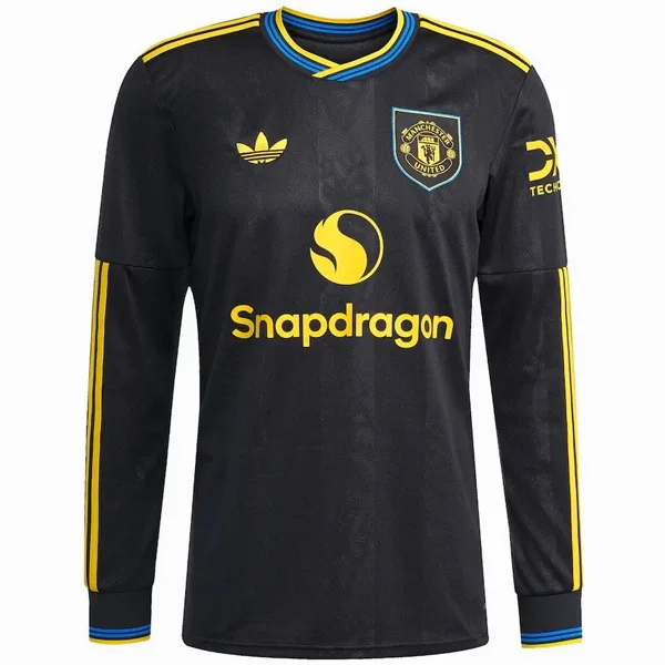Tailandia Tercera Manga Larga Manchester United 2025 2026 Negro Manchester United Camiseta 2025 2026 Tercera Negra - Camiseta Manchester United | 7camisetas