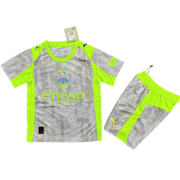 Manchester City Niños Conjunto 2025 2026 Tercera Gris - Manchester City Niños Economica | 7camisetas
