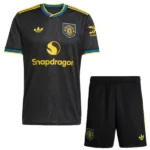 Manchester United Niños Conjunto 2025 2026 Tercera Negro - Manchester United Niños Economica | 7camisetas