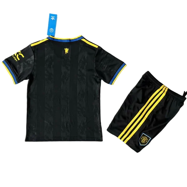Manchester United Niños Conjunto 2025 2026 Tercera Negro - Manchester United Niños Economica | 7camisetas