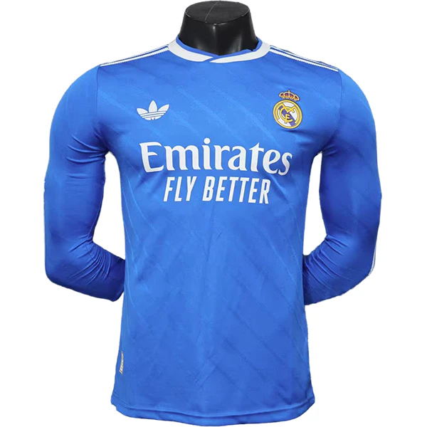 Tercera Jugadores Manga Larga Real Madrid 2025 2026 Azul Real Madrid Camiseta Edición Jugadores 2025 2026 Tercera Azul - Camiseta Real Madrid | 7camisetas